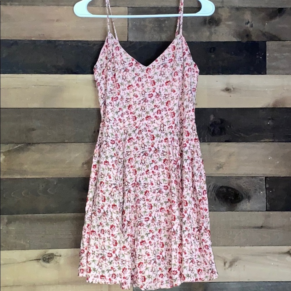 Pink floral mini dress